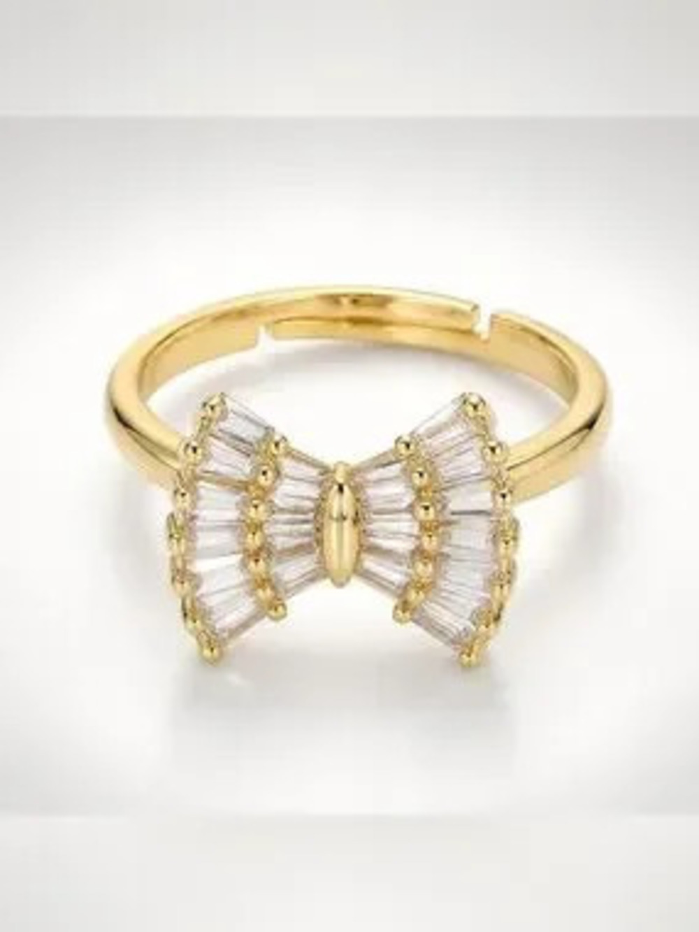 Gold Bow CZ Adjustable Ring (4467)